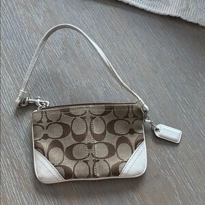 Coach Brown and White Wristlet